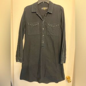 Lucky brand tunic studded button front denim dress medium
